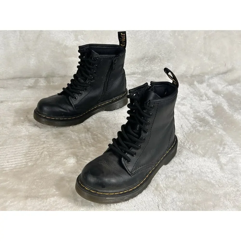 Dr Martens 1460 J Boots Kids Size 13 Leather Lace Up Side Zip Comfort Shoes